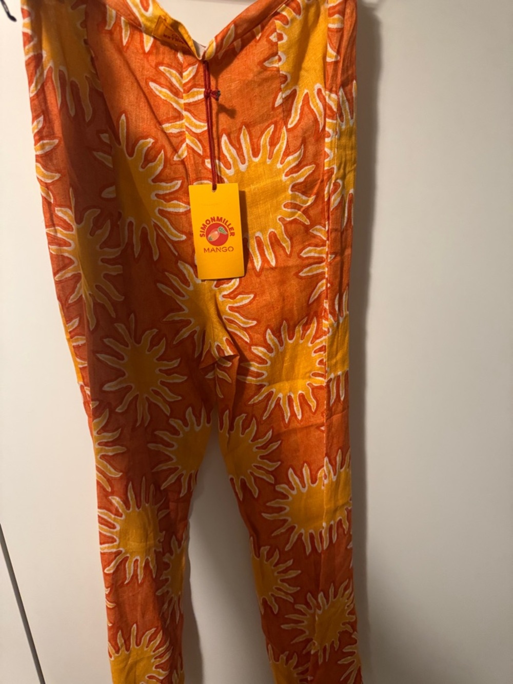 Mango Orange and Yellow Sunburst Print Pants